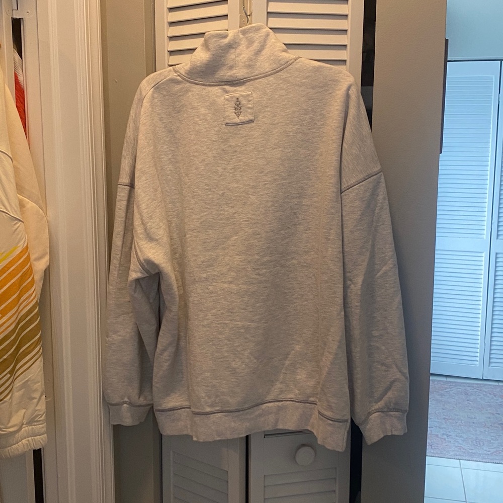FP Movement by Free People Cream/White Turtleneck Sweatshirt with Navy Logo - Picture 5 of 5